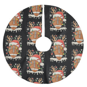 Christmas Football Santa Hat Reindeer Xmas Lights Brushed Polyester Tree Skirt