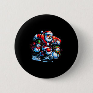 Christmas Football Santa Playing Football  6 Cm Round Badge