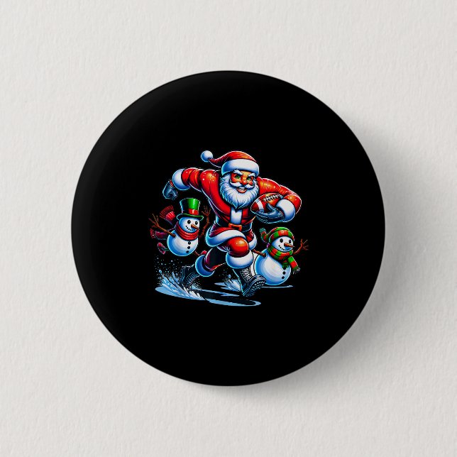 Christmas Football Santa Playing Football  6 Cm Round Badge (Front)