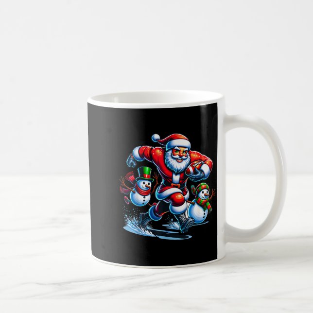 Christmas Football Santa Playing Football  Coffee Mug (Right)