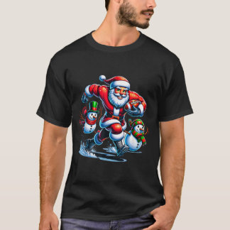 Christmas football santa playing football design T-Shirt