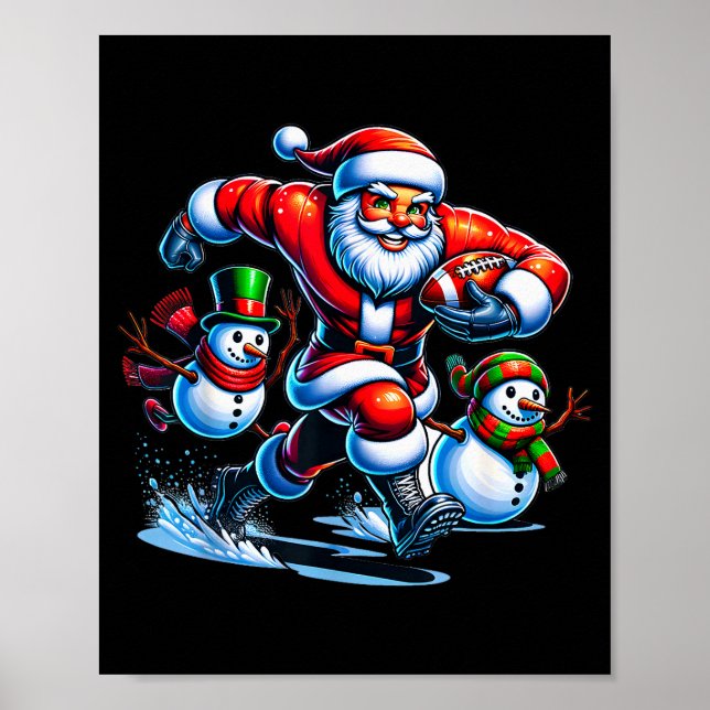 Christmas Football Santa Playing Football  Poster (Front)
