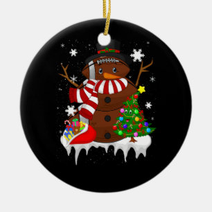 Christmas Football Snowman Football Lover Merry Xm Ceramic Tree Decoration