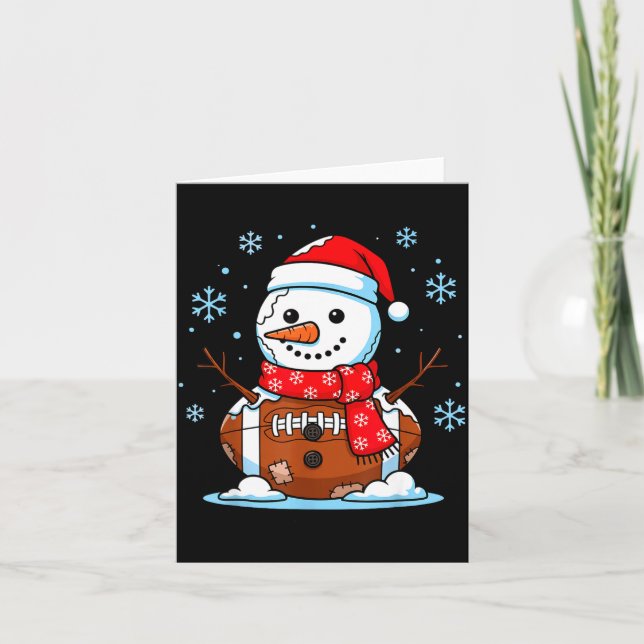 Christmas Football Snowman Kids Football Christmas Card (Front)