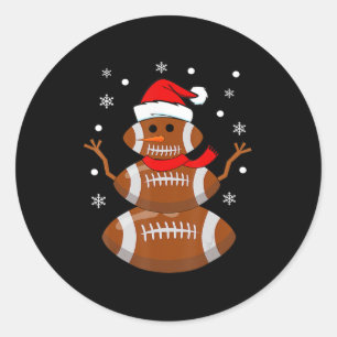 Christmas Football Snowman Kids Football Christmas Classic Round Sticker