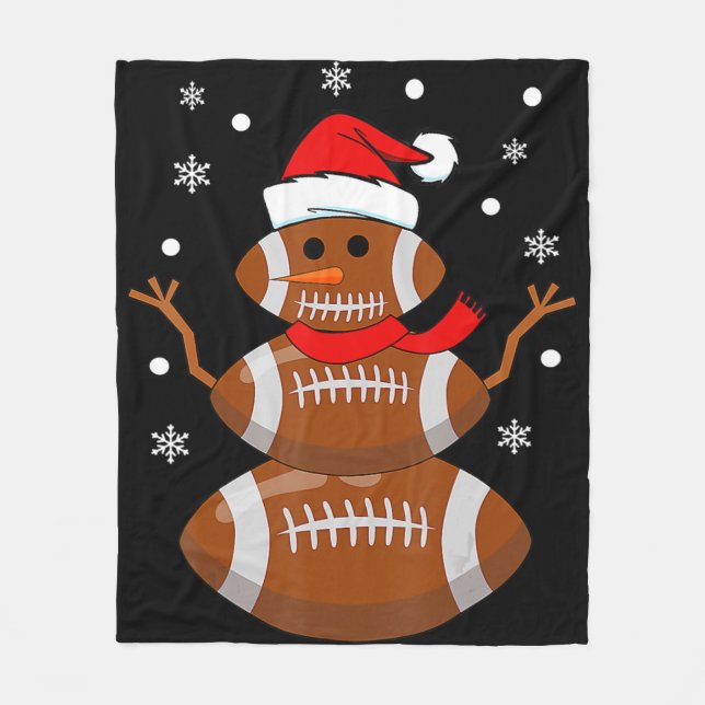 Christmas Football Snowman Kids Football Christmas Fleece Blanket (Front)