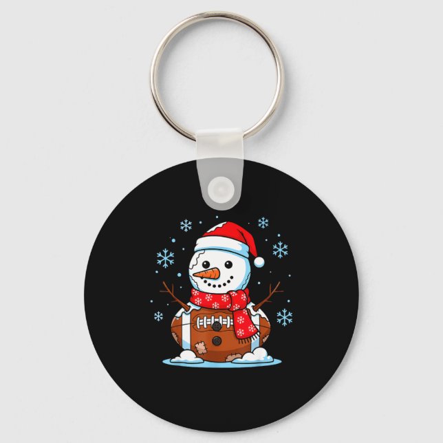 Christmas Football Snowman Kids Football Christmas Key Ring (Front)