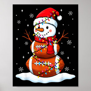 Christmas Football Snowman Kids Football Christmas Poster