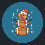 Christmas Football Snowman Santa Hat Funny Xmas Fo Classic Round Sticker<br><div class="desc">Christmas Football Snowman Santa Hat Funny Xmas Football Fan Long Sleeve</div>