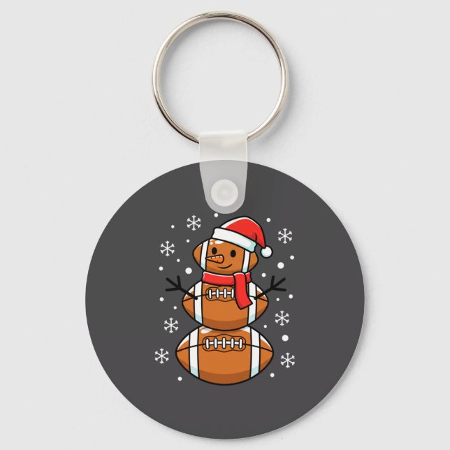 Christmas Football Snowman Santa Hat Funny Xmas Fo Key Ring (Front)