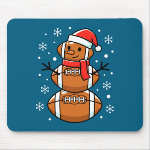 Christmas Football Snowman Santa Hat Funny Xmas Fo Mouse Mat