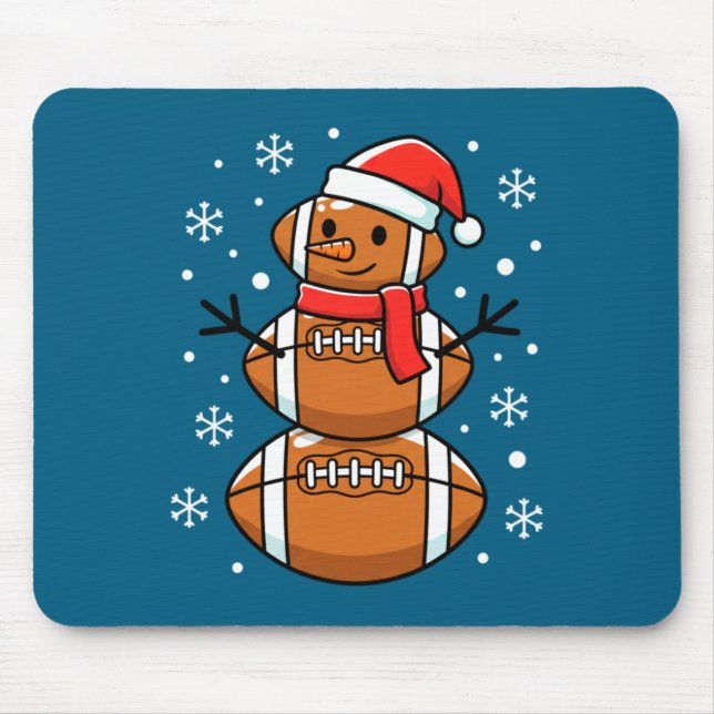 Christmas Football Snowman Santa Hat Funny Xmas Fo Mouse Mat (Front)