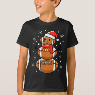 Christmas Football Snowman Santa Hat Funny Xmas Fo T-Shirt