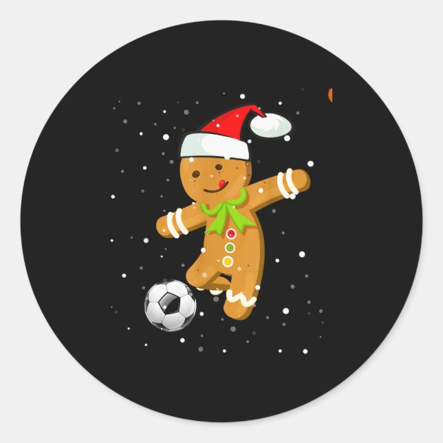 Christmas Football Soccer Gingerbread Player  Classic Round Sticker (Front)