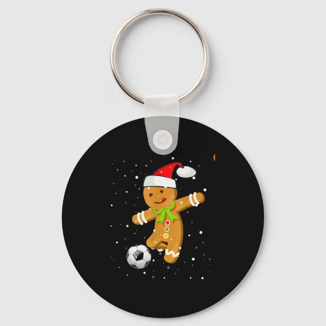 Christmas Football Soccer Gingerbread Player  Key Ring (Front)