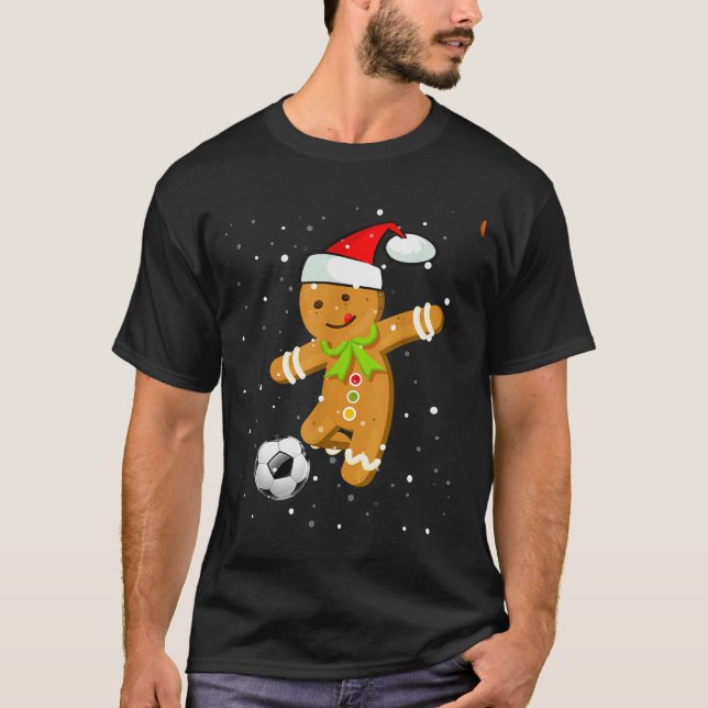Christmas Football Soccer Gingerbread Player  T-Shirt (Front)