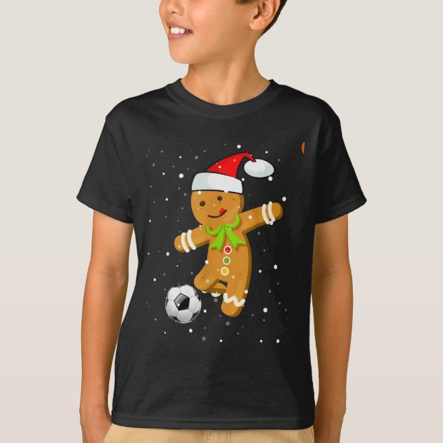 Christmas Football Soccer Gingerbread Player  T-Shirt (Front)