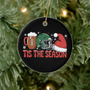 Christmas Football Tis the Season Sports Holiday Ceramic Tree Decoration