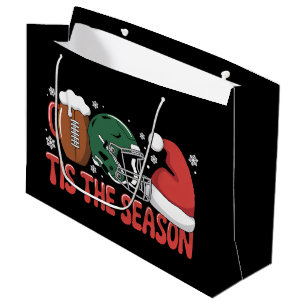 Christmas Football Tis the Season Sports Holiday  Large Gift Bag