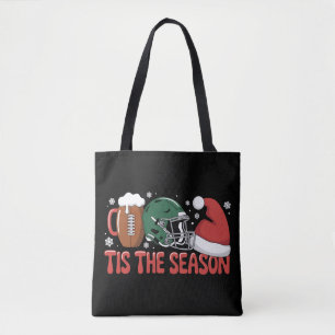 Christmas Football Tis the Season Sports Holiday Tote Bag