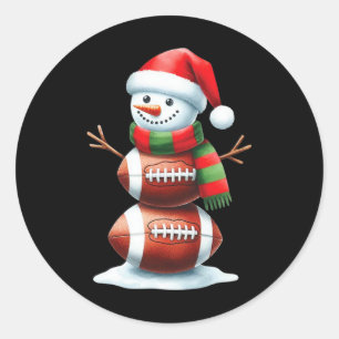 Christmas Football Women Men Kids Christmas Snowma Classic Round Sticker