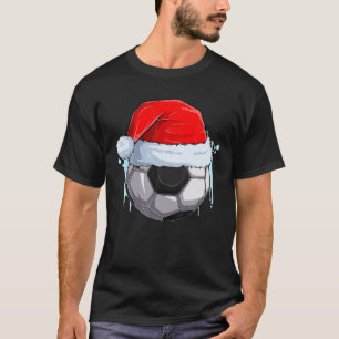 Christmas Football Xmas Soccer Ball In Santa Claus T-Shirt