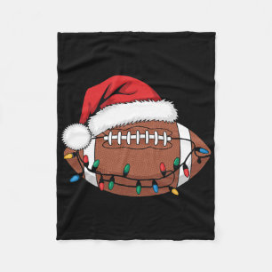 Christmas Footll Player Xmas Lights Santa Sports M Fleece Blanket