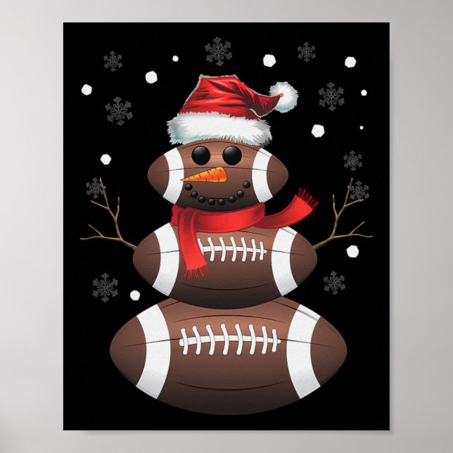 Christmas Footll Snowman Kids Footll Christmas Wom Poster (Front)
