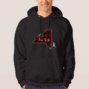 Christmas for Family Red Plaid Deer Tree New York Hoodie