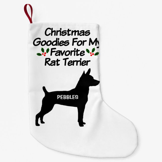 Christmas For Favourite Rat Terrier Dog Small Christmas Stocking (Front)
