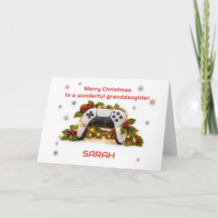 Christmas For Granddaugher Game Controller Holiday Card