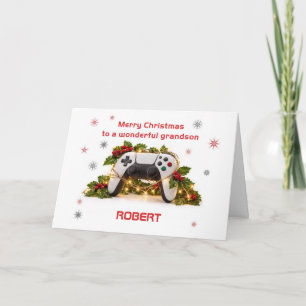 Christmas For Grandson Game Controller Add A Name Holiday Card