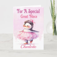 Christmas for Great Niece Penguin Pink Ballerina