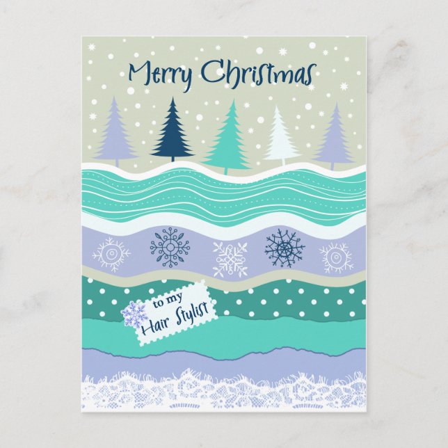 Christmas for Hair Stylist Snowflakes Scrapbooking Holiday Postcard (Front)