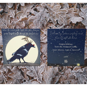 Christmas for Halloween Lover's Reindeer Crow Holiday Card