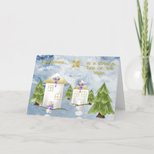 Christmas for Kids with Fairy's Houses Trees Snow Holiday Card