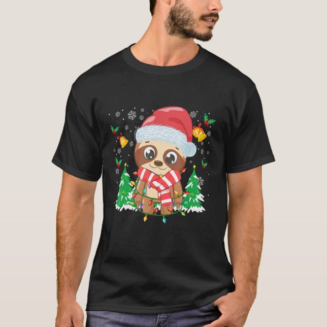 Christmas for men women kids Santa sloth 1 T-Shirt (Front)