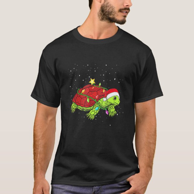 Christmas for men women kids Santa Turtle T-Shirt (Front)