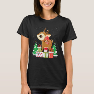 Christmas for men women kids sloth Riding Reindeer T-Shirt