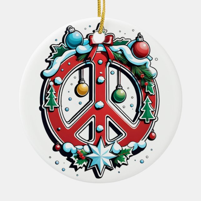 Christmas For Peace Ceramic Tree Decoration (Front)
