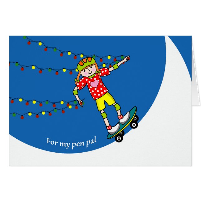 Christmas for Pen Pal, Girl Skateboarding, Lights (Front Horizontal)