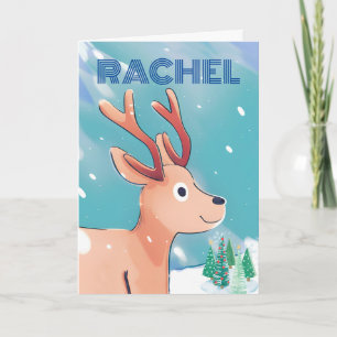 Christmas for Rachel Cute Baby Deer in the Snow Card