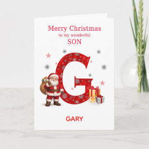 Christmas For Son Add A Name Beginning with G Holiday Card