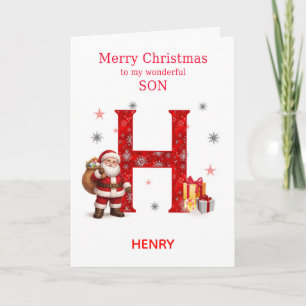 Christmas For Son Add A Name Beginning with H Holiday Card
