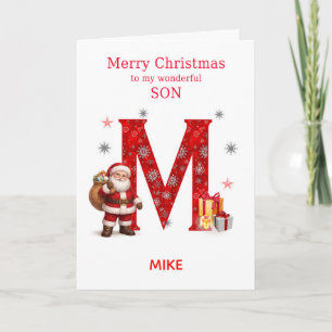 Christmas For Son Add A Name Beginning with M Holiday Card