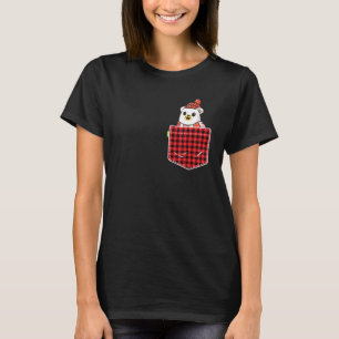 Christmas For Women Kids Pocket Animal Polar Bear T-Shirt