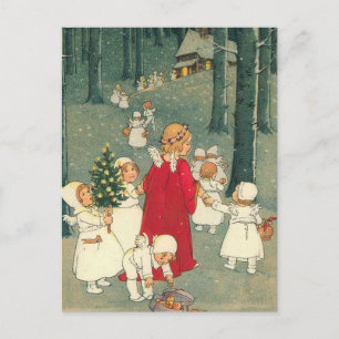 Christmas Forest Angels Holiday Postcard