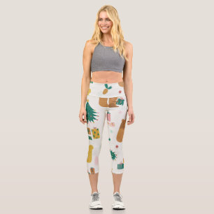Christmas Forest Animals: Vintage Vibe Capri Leggings