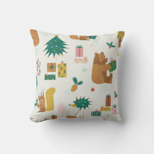 Christmas Forest Animals: Vintage Vibe Cushion