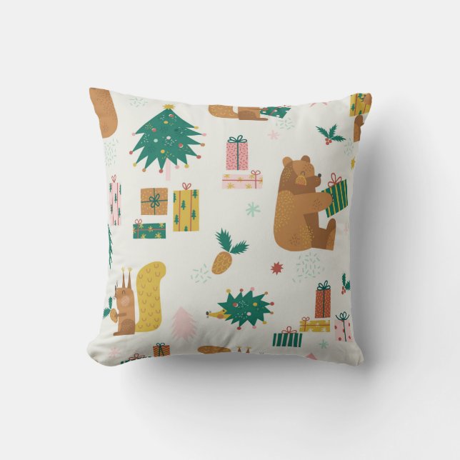 Christmas Forest Animals: Vintage Vibe Cushion (Front)